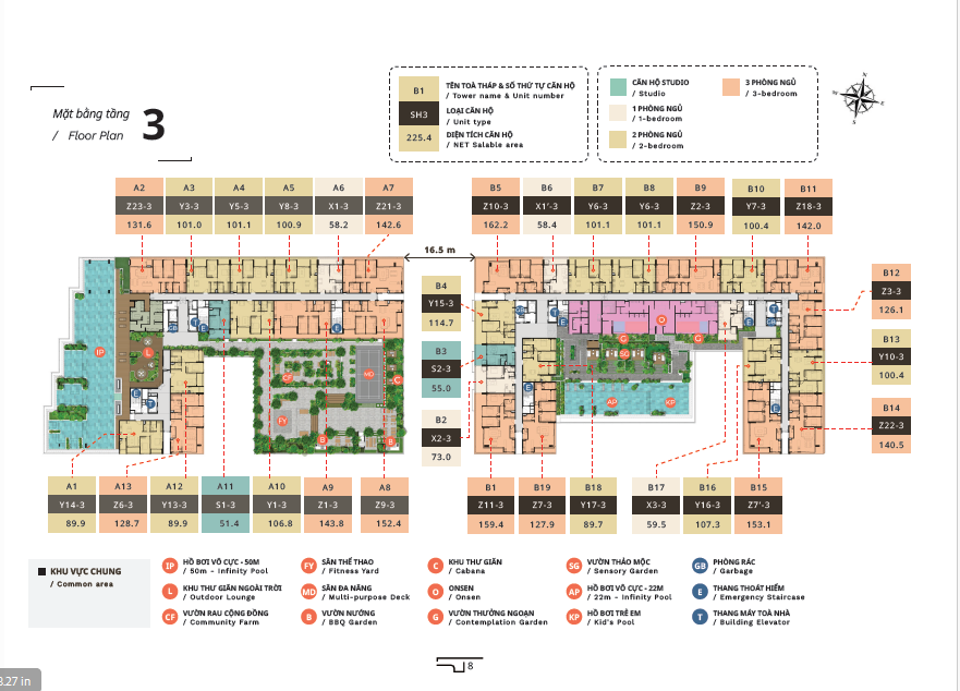 3 FLOOR - Mặt bằng tầng 3 có căn 3 phòng B314